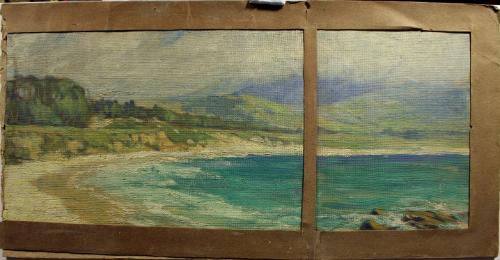 Seascape (triptych on cardboard, cardboard broken)