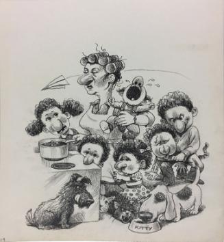 Kids' Letters to President Reagan - Illustration board, Mother with Six Children