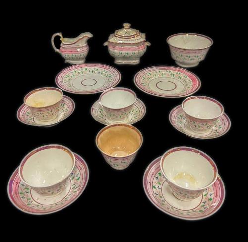 Pink Lustreware Tea Set