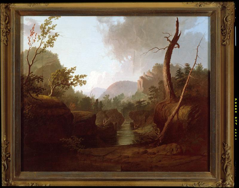 Mountain Scene with Deer